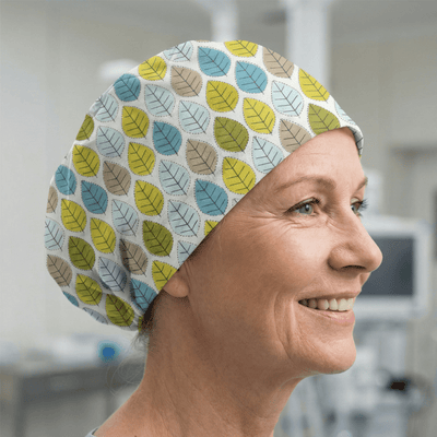 Autumn Leaves #1 scrub cap shown on model