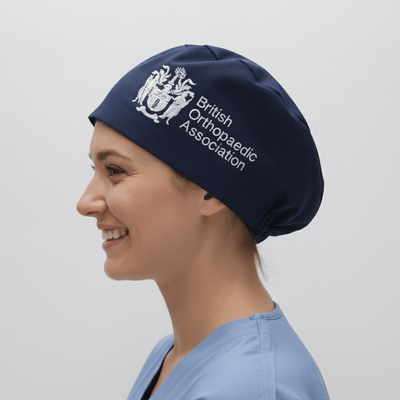 BOA Official Scrub Cap | British Orthopaedic Association scrub cap shown on model