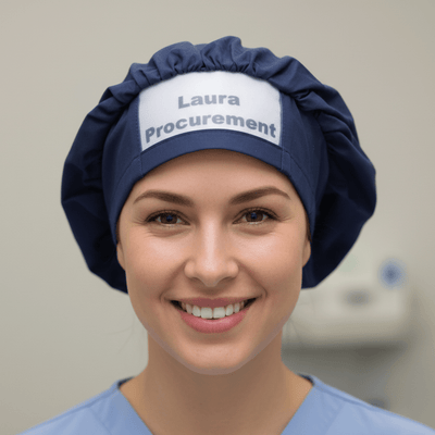 ClearName scrub cap shown on model
