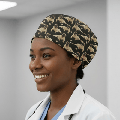 English Bull Mastiff Dogs Black scrub cap shown on model