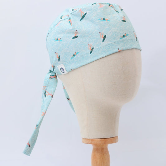 Summer Surfer Waves Scrub Cap