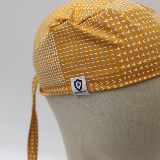 Abstract Lines On Mustard Theatre Scrub Cap