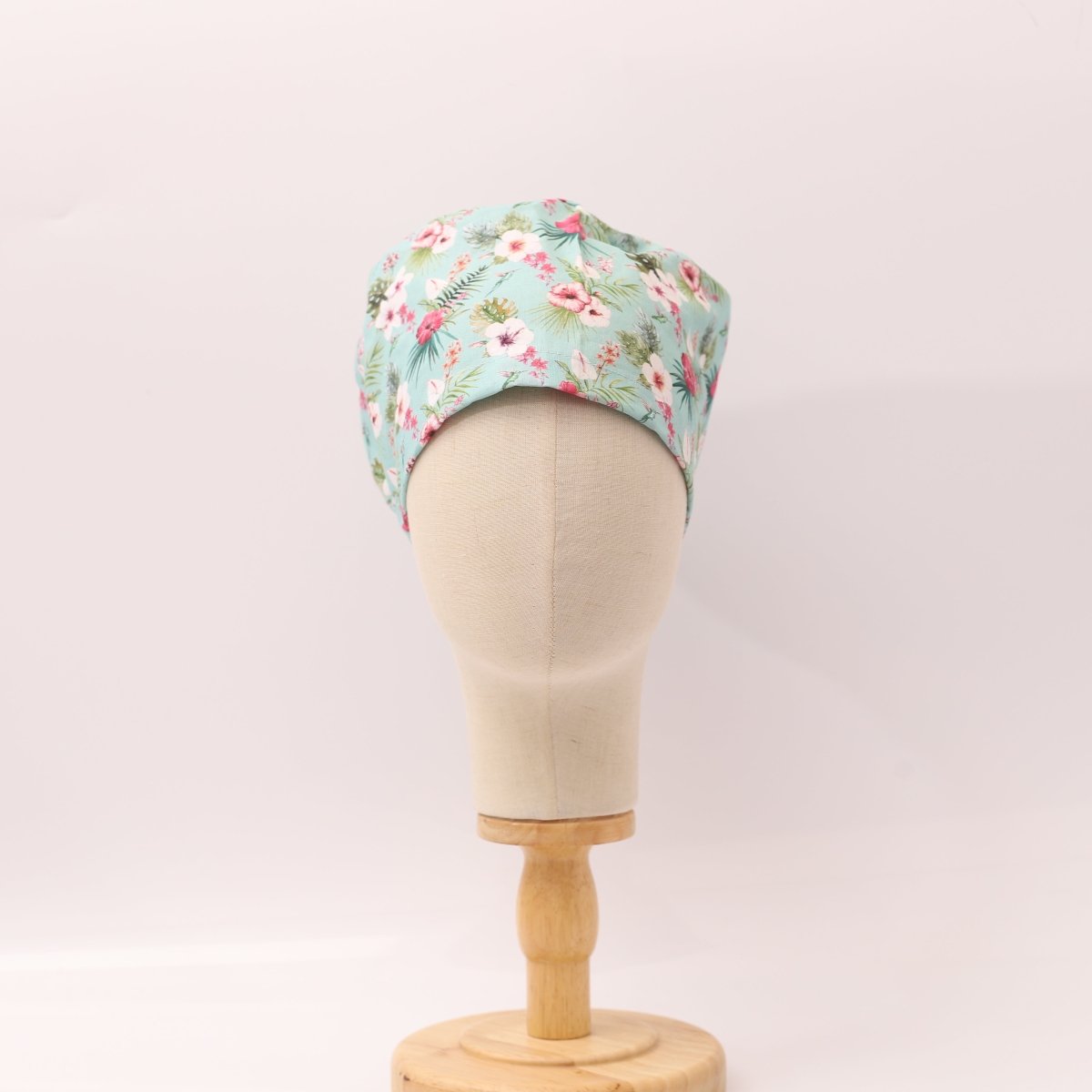 Floral On Teal Scrub Cap