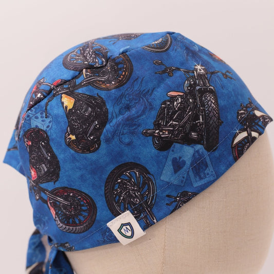 Motorbikes Dark Blue Scrub Cap