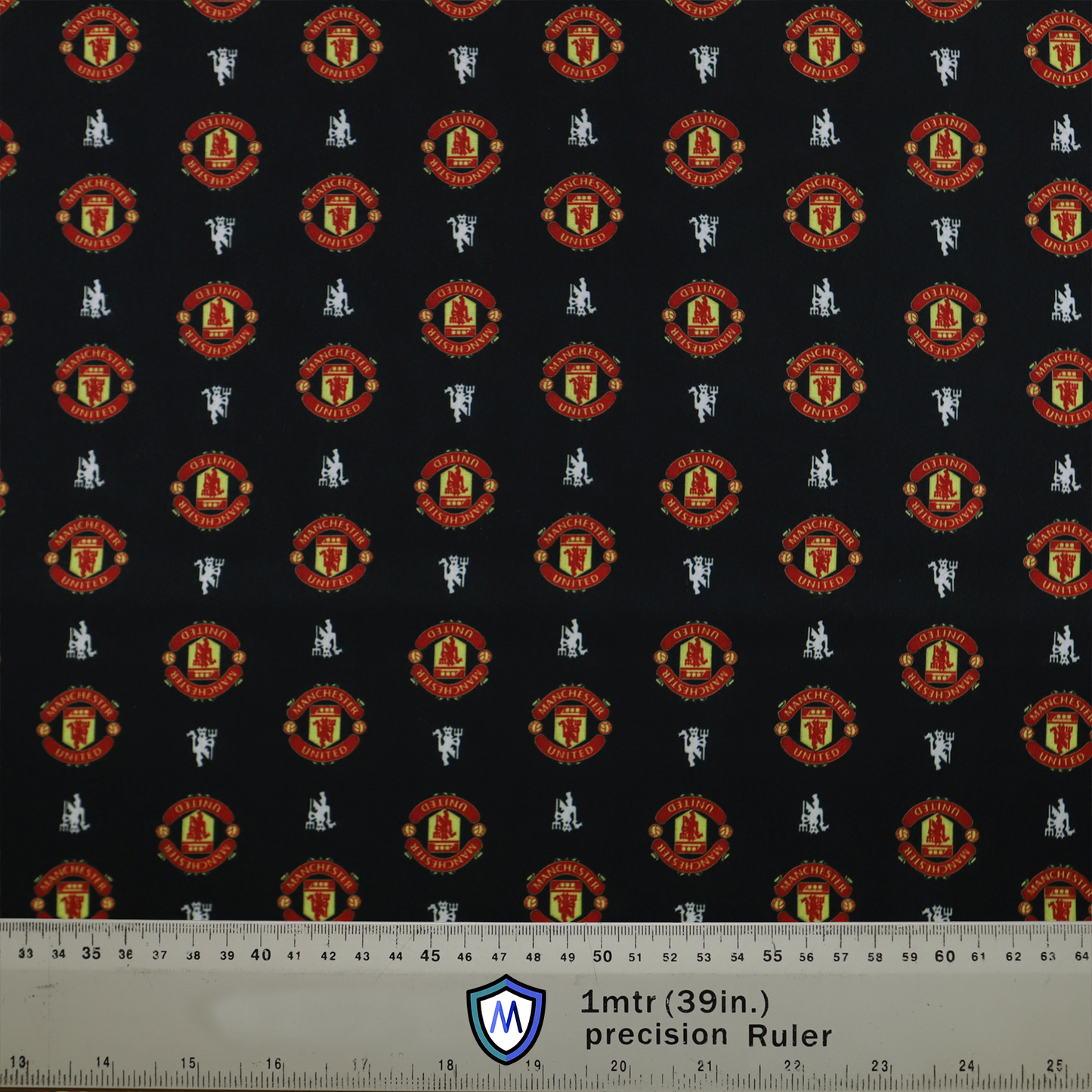 The Football Club Manchester United Black Scrub Cap by Medicus Scrub Caps features a black background with red, gold, and white club emblems, showcasing its unique design.