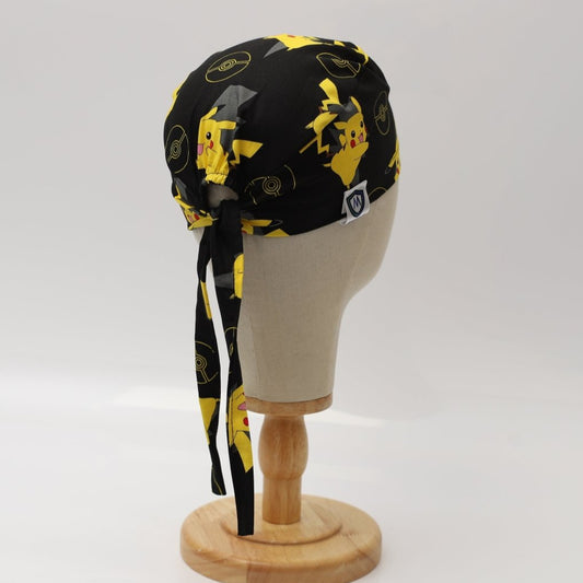 Pokemon Pikachu Yellow On Black Scrub Cap