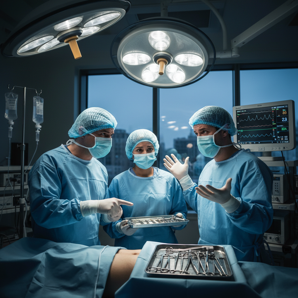 Operating room team experiencing communication failure during a surgical procedure