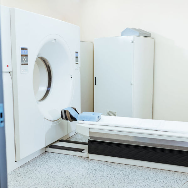 CT scanner machine in a hospital radiology room