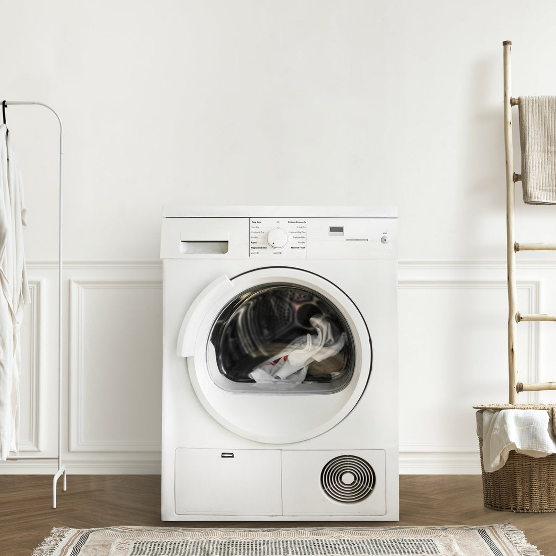 Washing machine in a clean laundry room