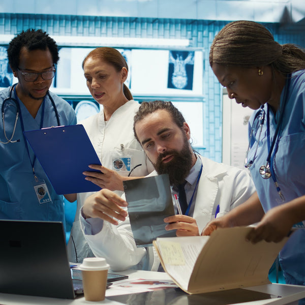 Doctors and nurses working together in a hospital