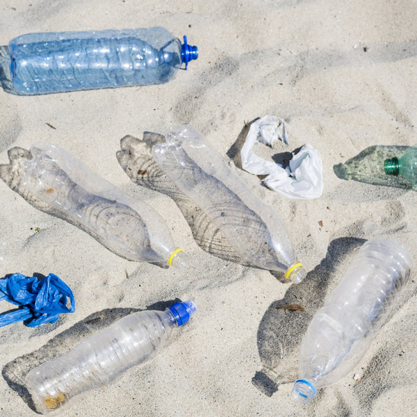 Plastic bottles and bag as environmental waste