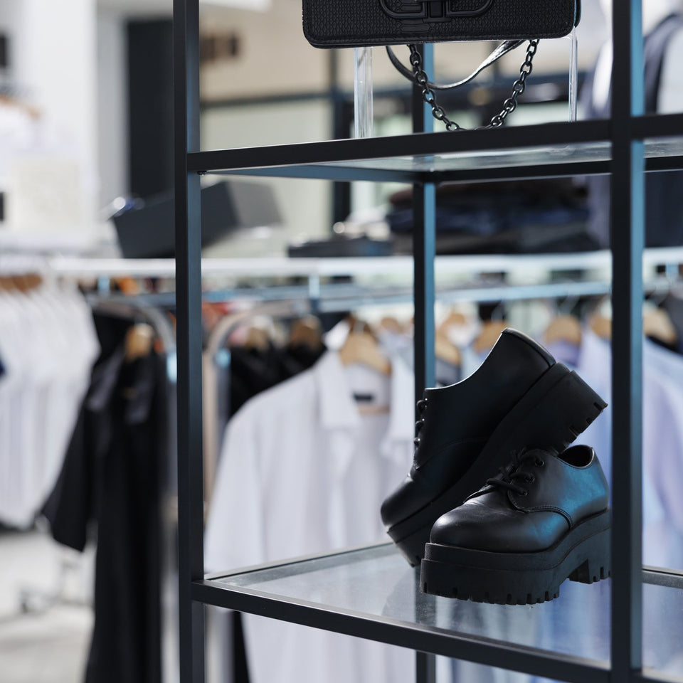 Clothing on racks in a retail store