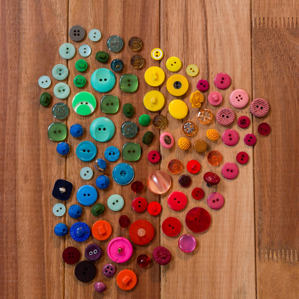 Assorted sewing buttons on a table
