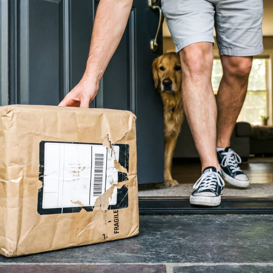Parcel delivered to a doorstep