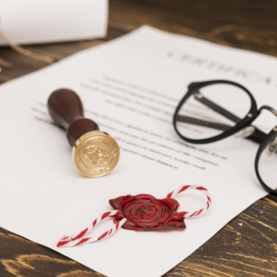 Certificate document with a wax seal