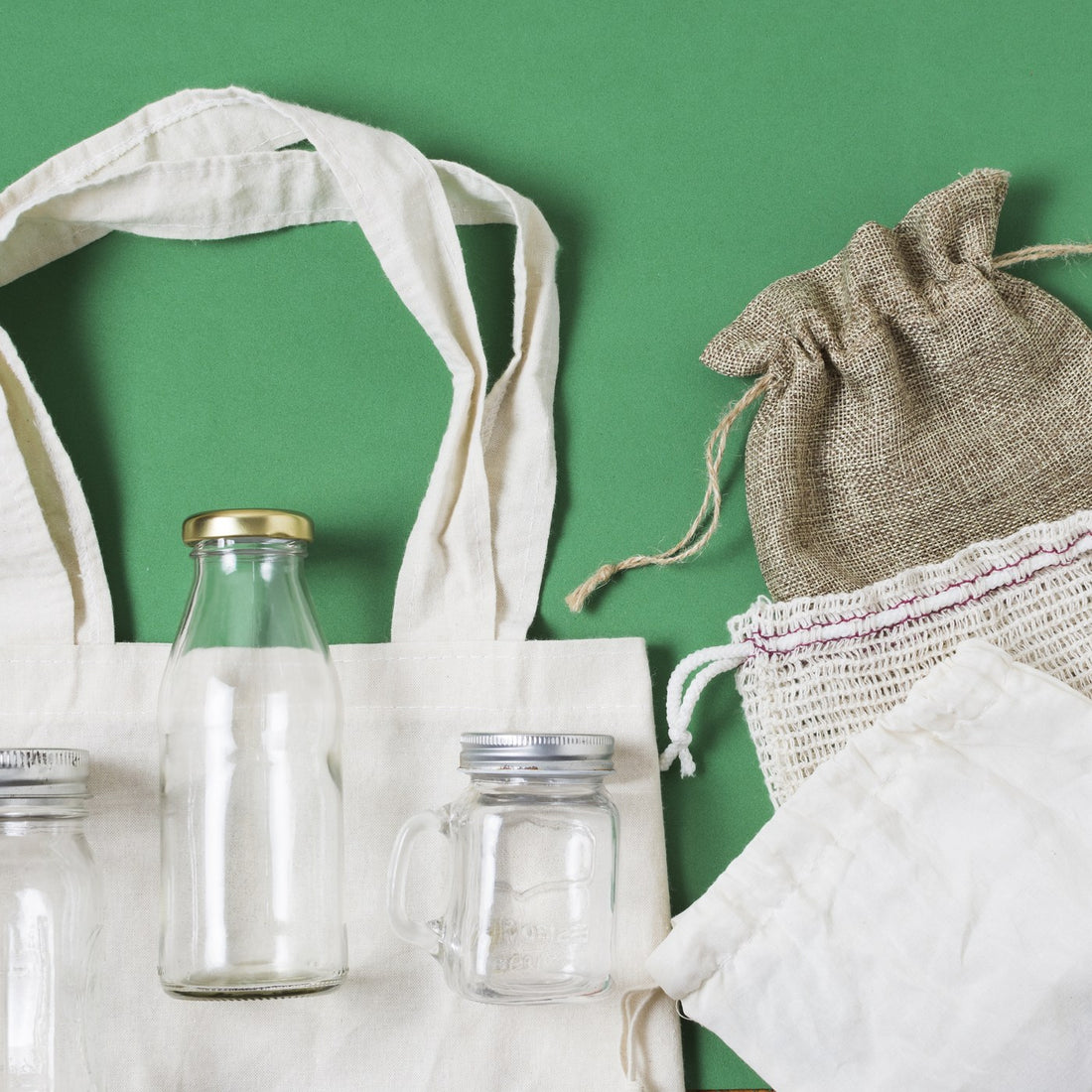 Reusable cloth bags and jars