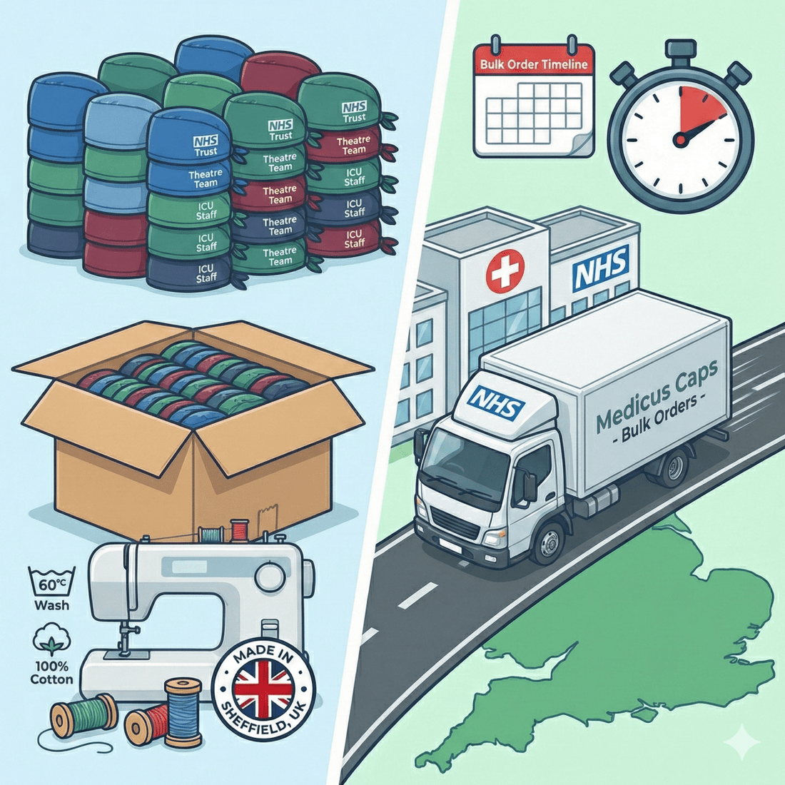 Bulk Custom Scrub Caps for NHS & Hospital Staff | Volume Orders