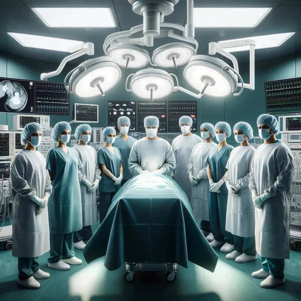 Healthcare professionals who wear scrub caps including surgeons nurses and dentists