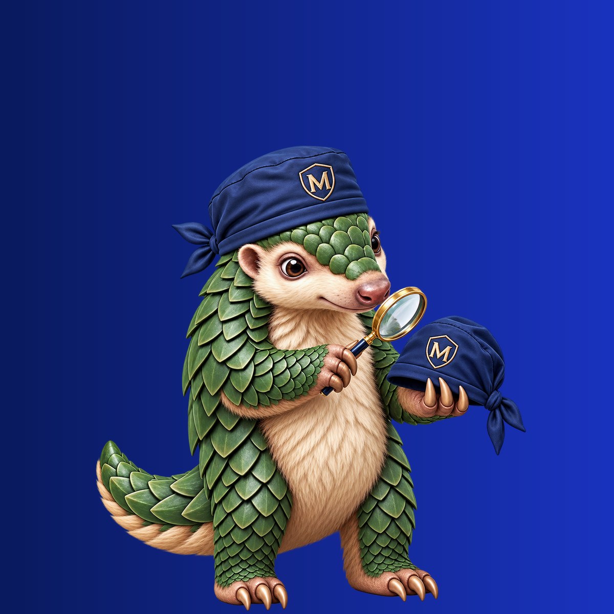 Pango, the Medicus Caps pangolin mascot. The Digital Passport for Procurement, Infection Control and Auditors