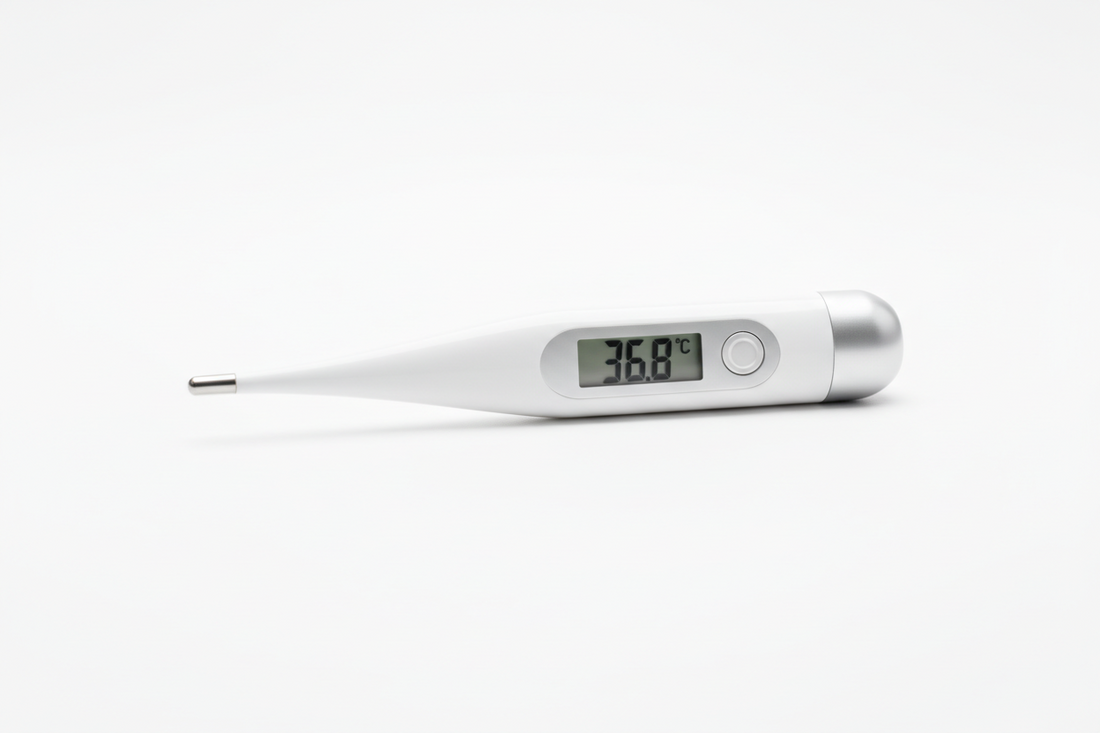 Clinical thermometer showing core body temperature drop linked to surgical site infection risk
