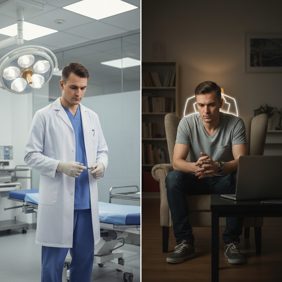 White lab coat on a doctor illustrating the enclothed cognition effect on performance