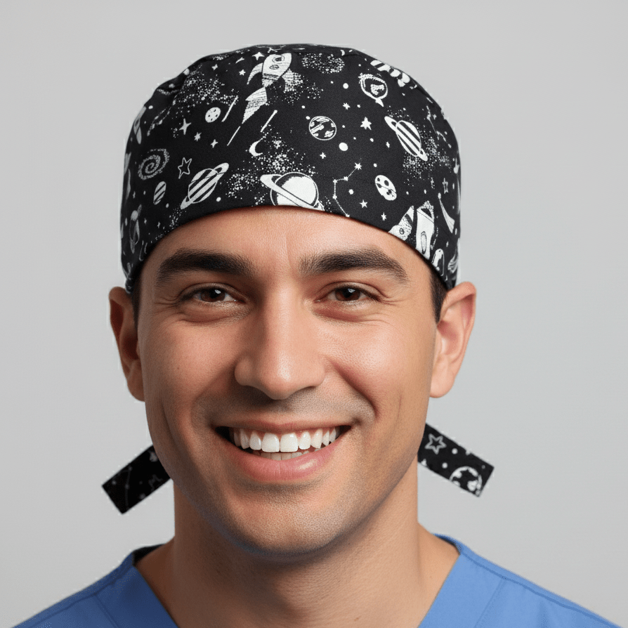 Science / Space Scrub Caps - Medicus Custom Scrub Caps
