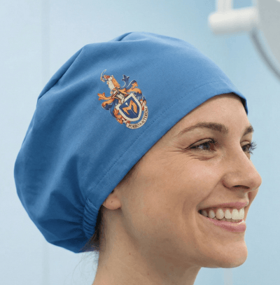 ACPGBI scrub cap shown on model