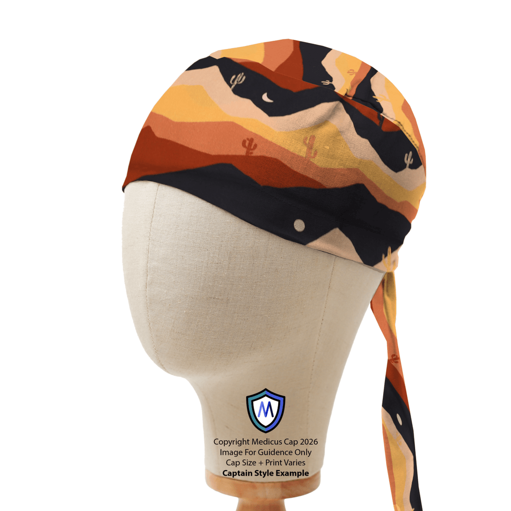 Gorro quirúrgico con diseño de nubes y estrellas abstractas