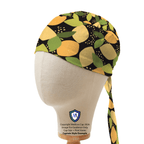 Abstract Lemon Tree Print Leaves scrub cap in Captain fitted style