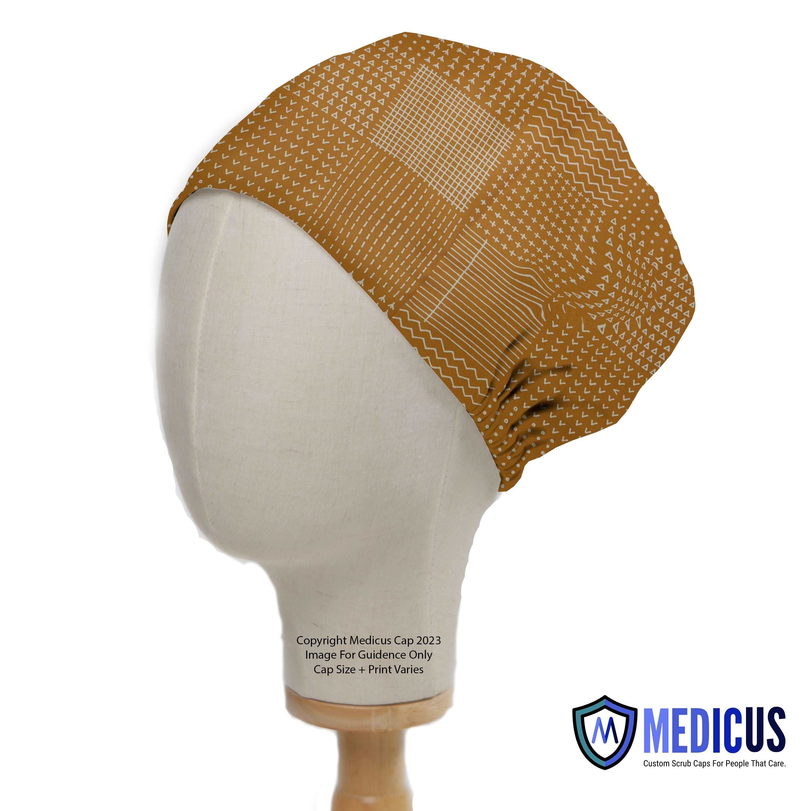 Abstract Lines On Mustard Theatre Scrub Cap
