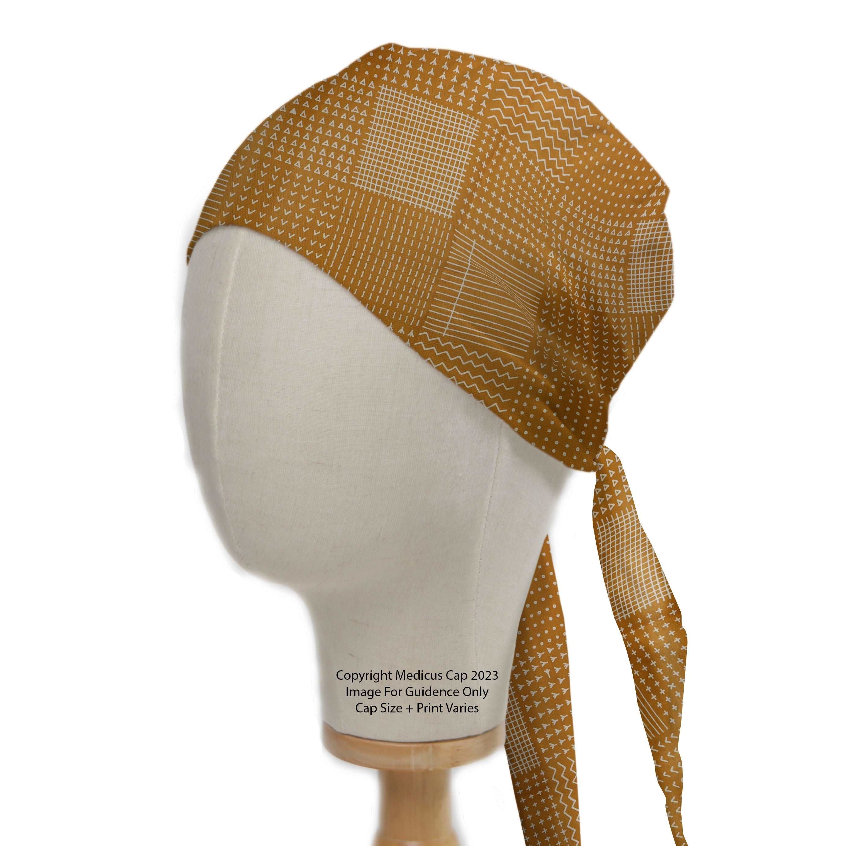 Abstract Lines On Mustard Theatre Scrub Cap