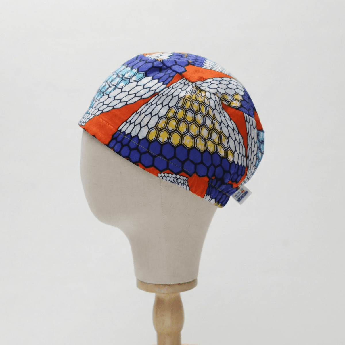 African Honeycomb Scrub Cap (Cobalt, Orange, White, Teal & Gold)