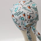 Anaesthetist ABCs scrub cap pattern detail on mannequin