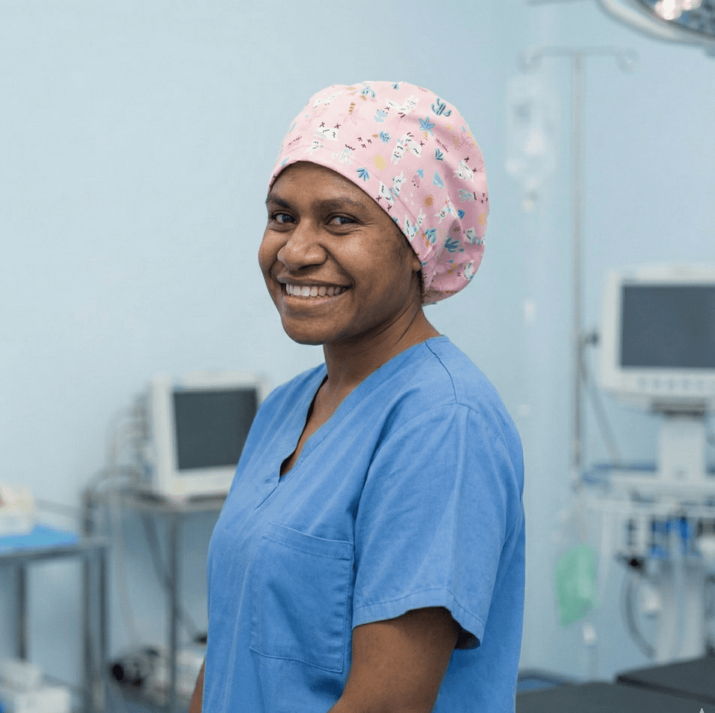 Alpaca / Llama Desert Pink Scrub Cap scrub cap detail view 2