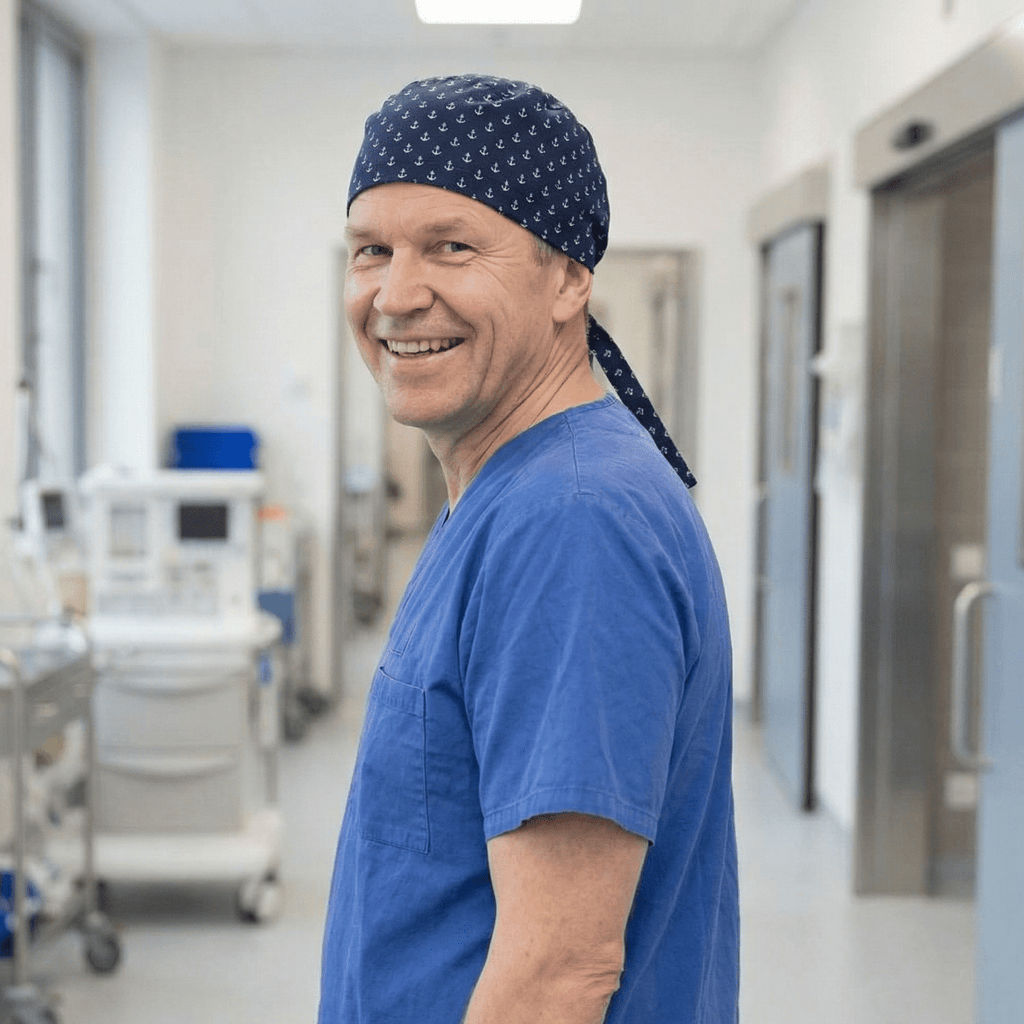 Anchors On Navy Scrub Cap scrub cap detail view 2