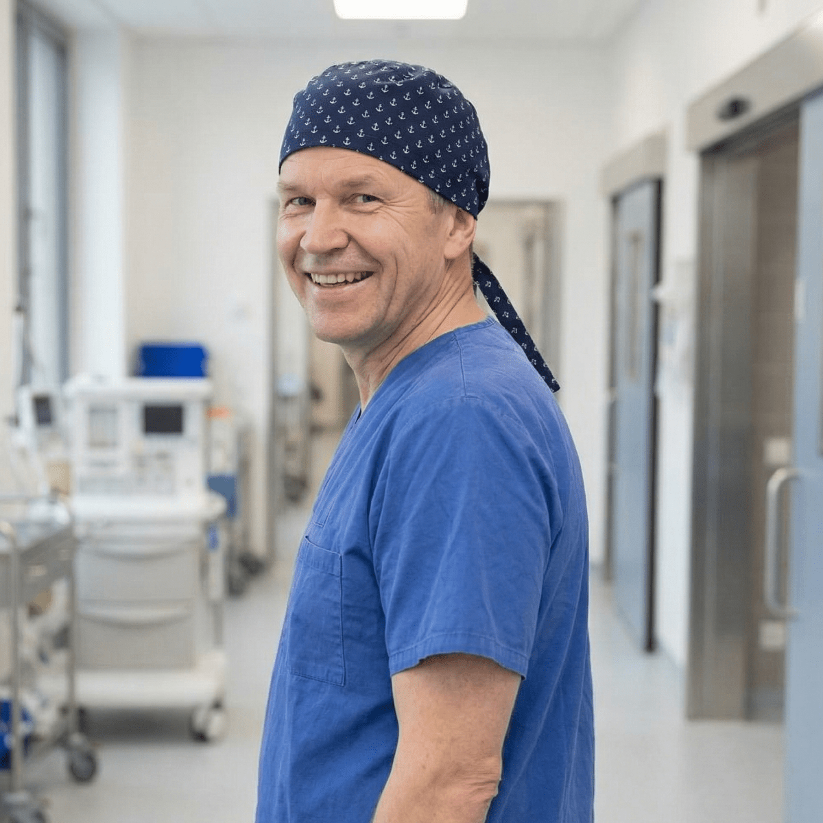 Anchors On Navy Scrub Cap scrub cap detail view 2