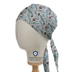 Anaesthetist ABCs scrub cap in Bandana tie-back style