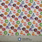 Anaesthetist Superheroes fabric pattern detail close-up