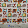 Fabric pattern with Animal Crossing characters by Medicus Scrub Caps, featuring a colorful retro-game-inspired design for stylish and fun scrub caps.