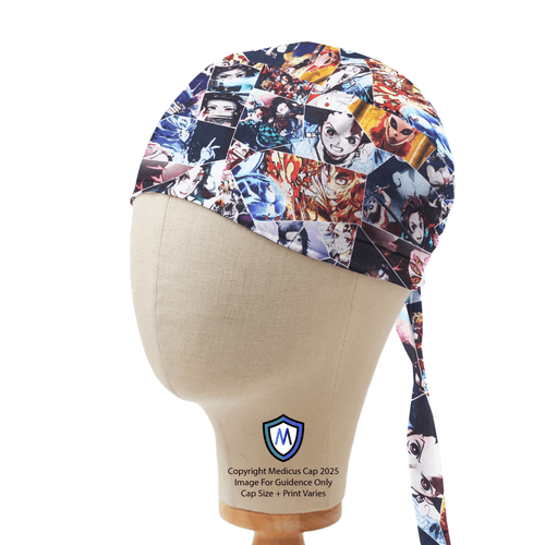 Anime Demon Slayer Fabric scrub cap in Captain fitted style