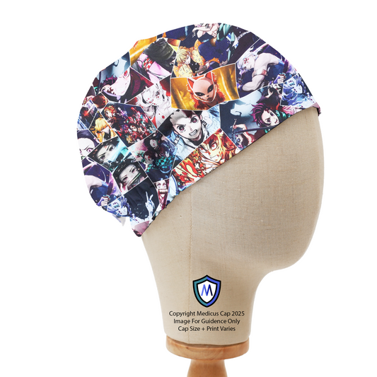 Gorro quirúrgico con ondas japonesas de anime 