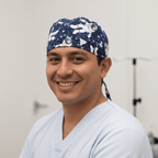 Astronauts Spaceman scrub cap shown on model