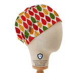 Autumnal Leaves scrub cap in Duchess elastic-back style