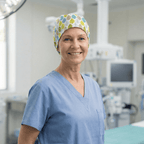 Autumn Leaves #1 scrub cap shown on model