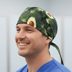 Avocados scrub cap shown on model