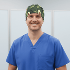 Avocados scrub cap shown on model