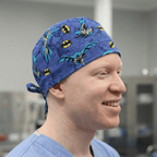 Batman #1 scrub cap shown on model