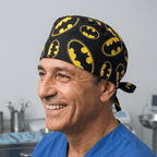 Batman Logo Signal Large scrub cap shown on model