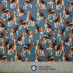 Beagle Dogs On Blue scrub cap fabric pattern close-up