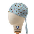 Bees + Flowers On Teal scrub cap in Captain fitted style